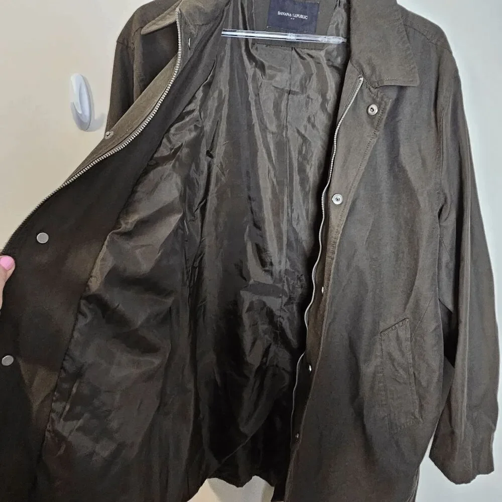 Banana Republic MAC 3-Layer Car Coat Jacket 730119 Men's Green Size XL Water Res